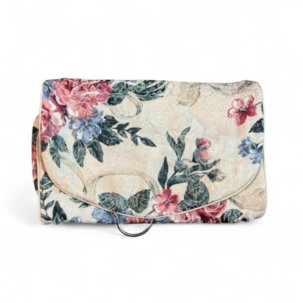 Vintage Floral Tapestry print hanging makeup‎ toiletries bag w/ storage pockets